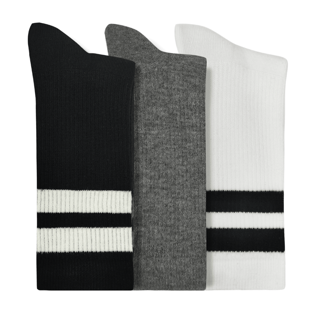 Large Stripe Crew Socks 3PK